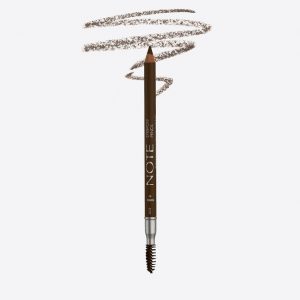 Note Eyebrow pencil 02 swatch behind