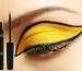 Note ultra black eyeliner model with yellow eyeshadow and graphic liner
